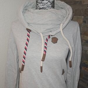 Naketano Gray Hoodie with Brown Patch